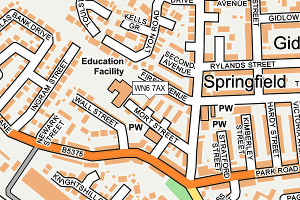 WN6 7AX map - OS OpenMap – Local (Ordnance Survey)