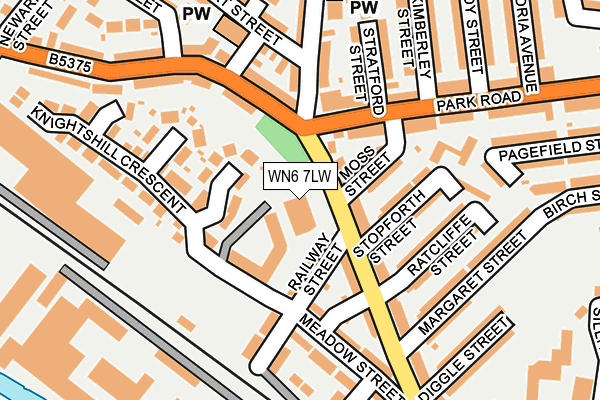 WN6 7LW map - OS OpenMap – Local (Ordnance Survey)