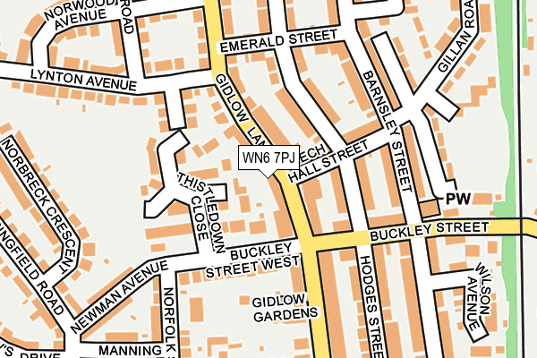 WN6 7PJ map - OS OpenMap – Local (Ordnance Survey)