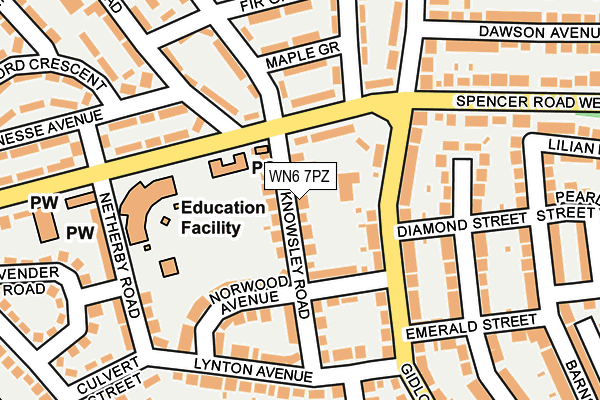 WN6 7PZ map - OS OpenMap – Local (Ordnance Survey)