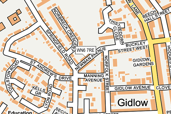 WN6 7RE map - OS OpenMap – Local (Ordnance Survey)