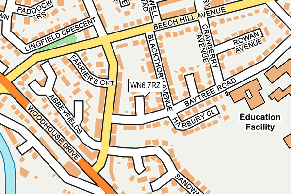 WN6 7RZ map - OS OpenMap – Local (Ordnance Survey)