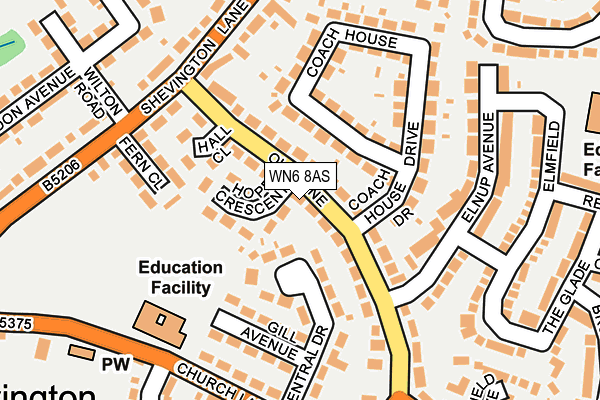 WN6 8AS map - OS OpenMap – Local (Ordnance Survey)