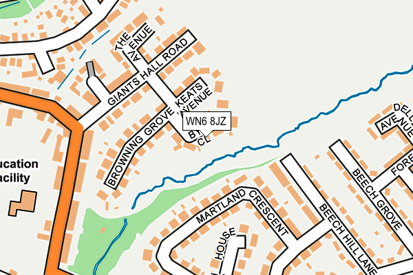 WN6 8JZ map - OS OpenMap – Local (Ordnance Survey)