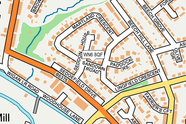 WN6 8QF map - OS OpenMap – Local (Ordnance Survey)