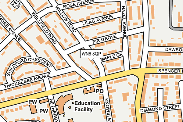 WN6 8QP map - OS OpenMap – Local (Ordnance Survey)