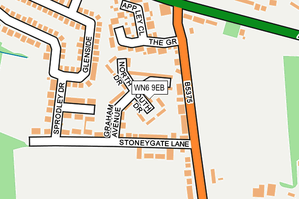 WN6 9EB map - OS OpenMap – Local (Ordnance Survey)