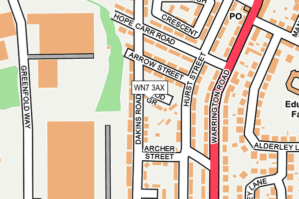 WN7 3AX map - OS OpenMap – Local (Ordnance Survey)