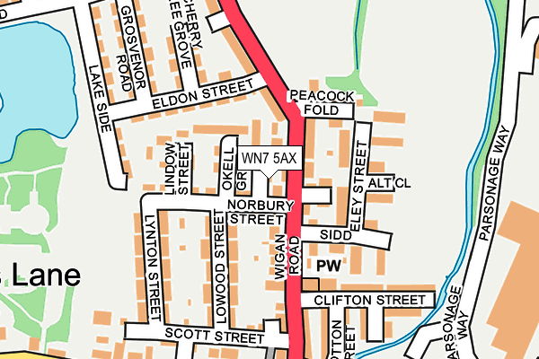 WN7 5AX map - OS OpenMap – Local (Ordnance Survey)