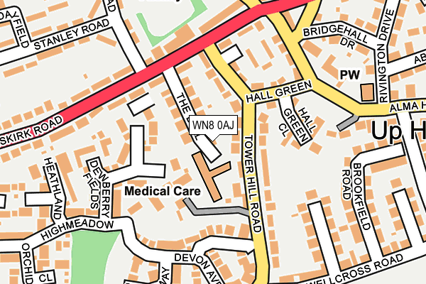 WN8 0AJ map - OS OpenMap – Local (Ordnance Survey)