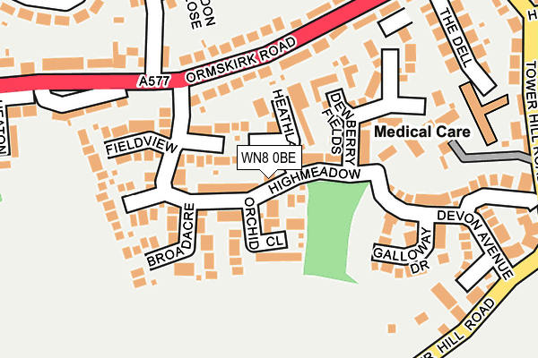 WN8 0BE map - OS OpenMap – Local (Ordnance Survey)