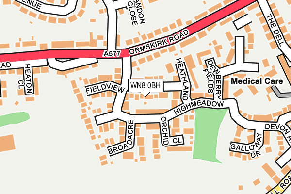 WN8 0BH map - OS OpenMap – Local (Ordnance Survey)