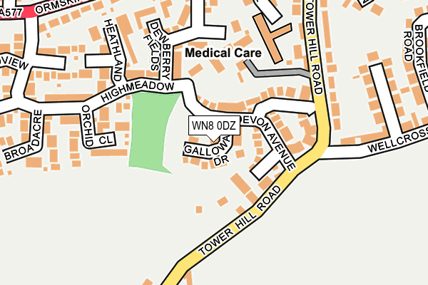 WN8 0DZ map - OS OpenMap – Local (Ordnance Survey)