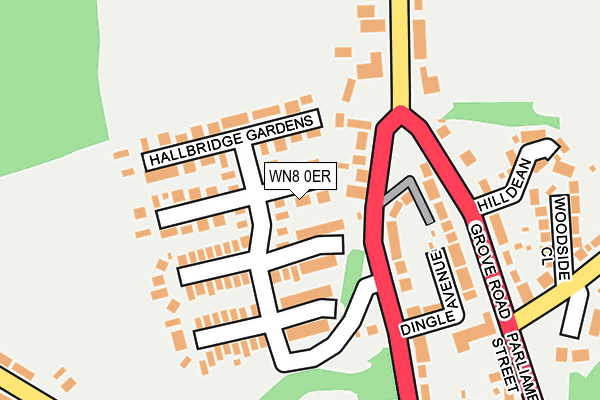 WN8 0ER map - OS OpenMap – Local (Ordnance Survey)