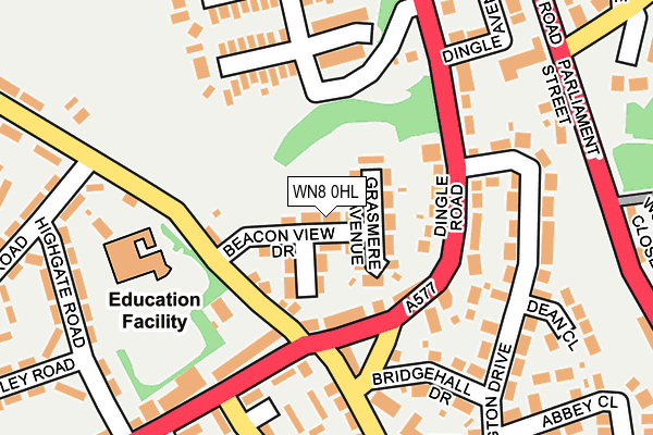 WN8 0HL map - OS OpenMap – Local (Ordnance Survey)