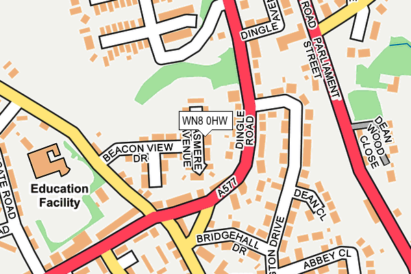 WN8 0HW map - OS OpenMap – Local (Ordnance Survey)