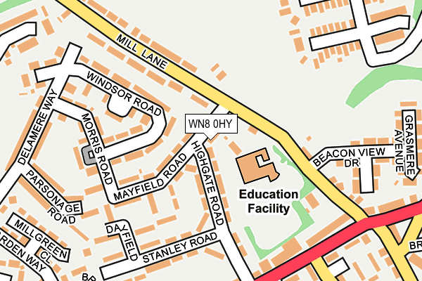 WN8 0HY map - OS OpenMap – Local (Ordnance Survey)