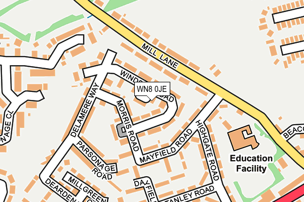 WN8 0JE map - OS OpenMap – Local (Ordnance Survey)