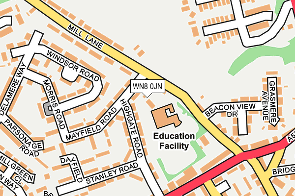 WN8 0JN map - OS OpenMap – Local (Ordnance Survey)