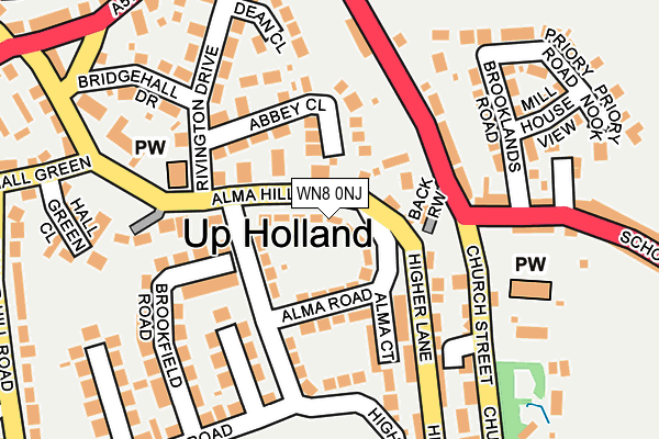 WN8 0NJ map - OS OpenMap – Local (Ordnance Survey)