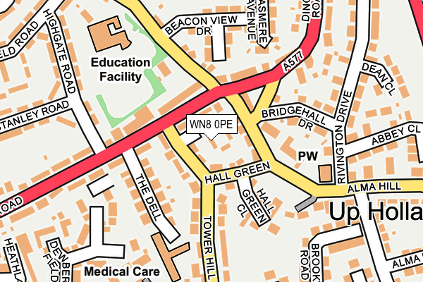 WN8 0PE map - OS OpenMap – Local (Ordnance Survey)