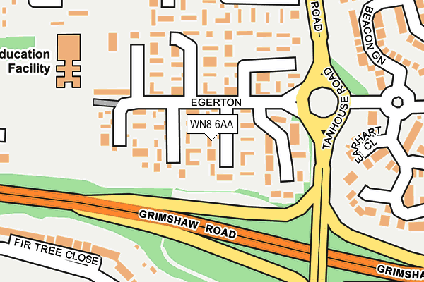 WN8 6AA map - OS OpenMap – Local (Ordnance Survey)