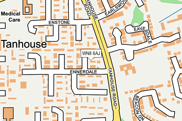 WN8 6AJ map - OS OpenMap – Local (Ordnance Survey)