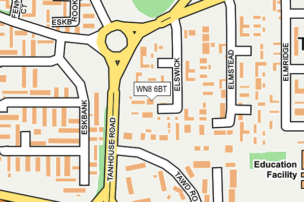 WN8 6BT map - OS OpenMap – Local (Ordnance Survey)