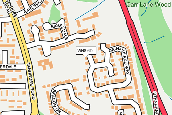 WN8 6DJ map - OS OpenMap – Local (Ordnance Survey)
