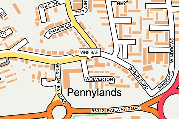 WN8 8AB map - OS OpenMap – Local (Ordnance Survey)