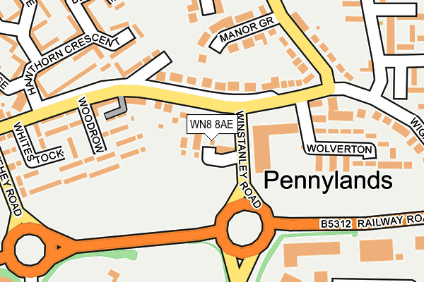 WN8 8AE map - OS OpenMap – Local (Ordnance Survey)