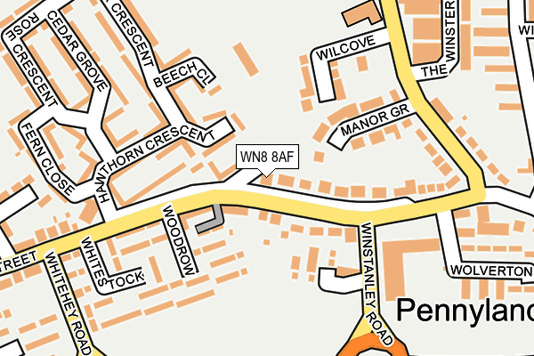 WN8 8AF map - OS OpenMap – Local (Ordnance Survey)