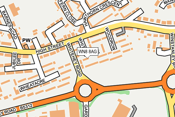 WN8 8AG map - OS OpenMap – Local (Ordnance Survey)
