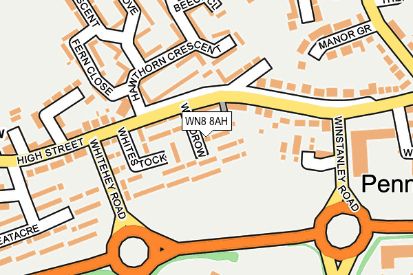 WN8 8AH map - OS OpenMap – Local (Ordnance Survey)