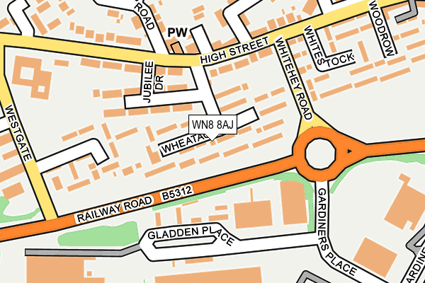 WN8 8AJ map - OS OpenMap – Local (Ordnance Survey)