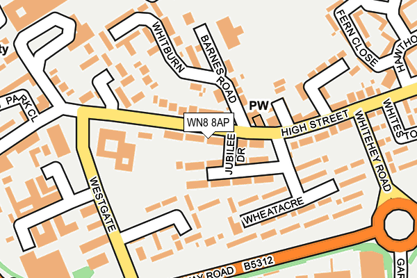 WN8 8AP map - OS OpenMap – Local (Ordnance Survey)