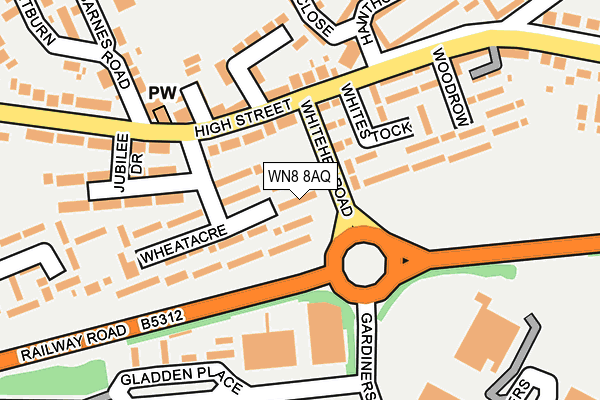 WN8 8AQ map - OS OpenMap – Local (Ordnance Survey)