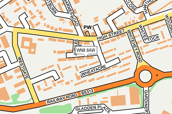 WN8 8AW map - OS OpenMap – Local (Ordnance Survey)