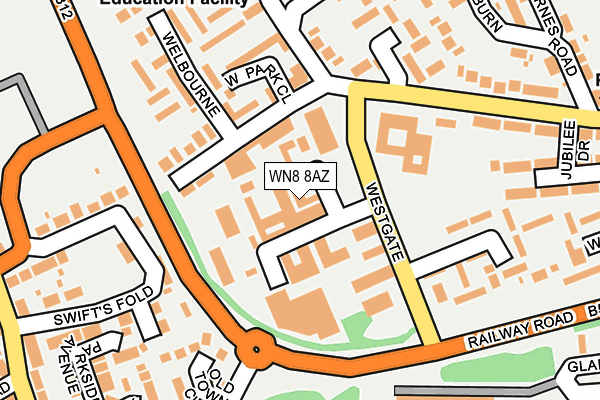 WN8 8AZ map - OS OpenMap – Local (Ordnance Survey)