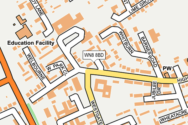 WN8 8BD map - OS OpenMap – Local (Ordnance Survey)