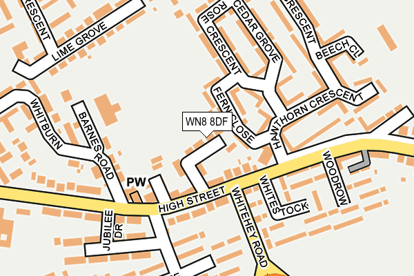 WN8 8DF map - OS OpenMap – Local (Ordnance Survey)