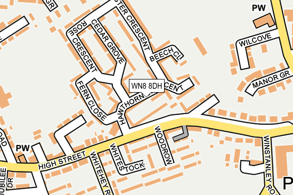 WN8 8DH map - OS OpenMap – Local (Ordnance Survey)
