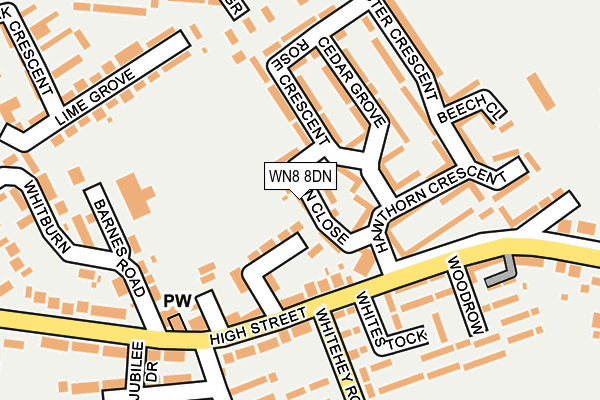 WN8 8DN map - OS OpenMap – Local (Ordnance Survey)