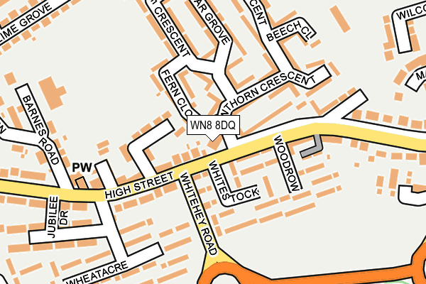 WN8 8DQ map - OS OpenMap – Local (Ordnance Survey)