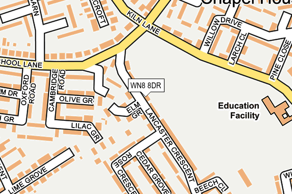 WN8 8DR map - OS OpenMap – Local (Ordnance Survey)