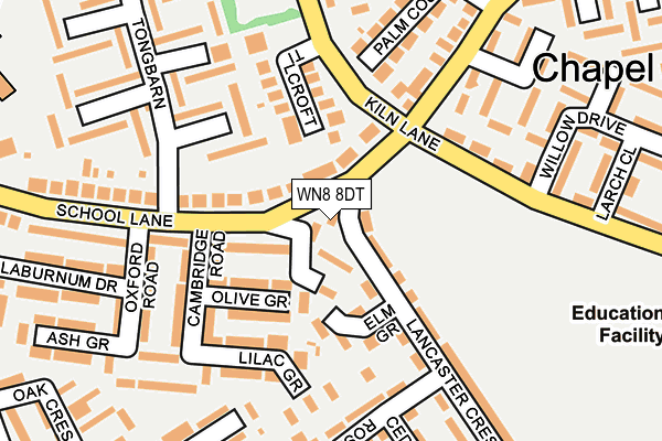 WN8 8DT map - OS OpenMap – Local (Ordnance Survey)