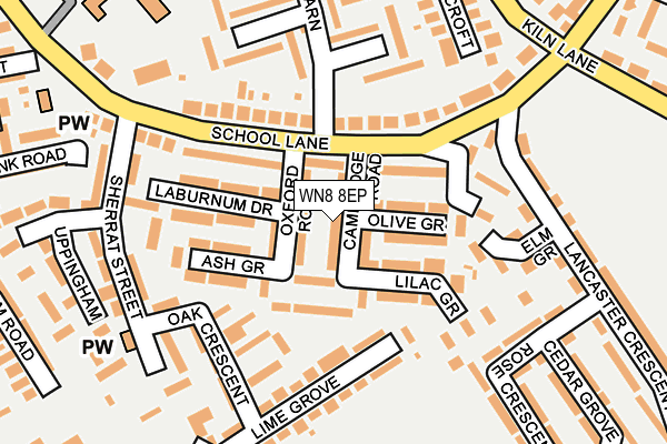 WN8 8EP map - OS OpenMap – Local (Ordnance Survey)