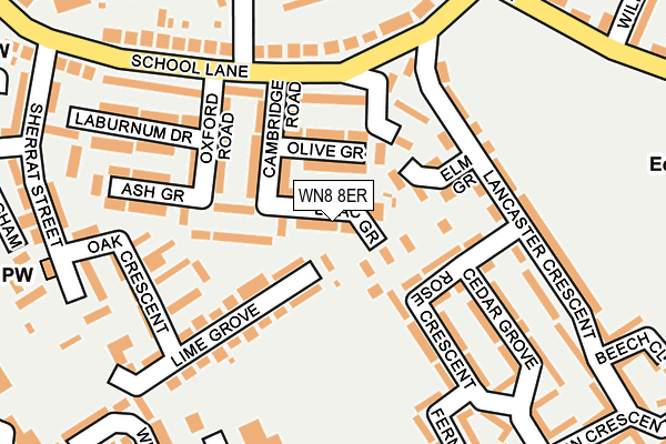 WN8 8ER map - OS OpenMap – Local (Ordnance Survey)