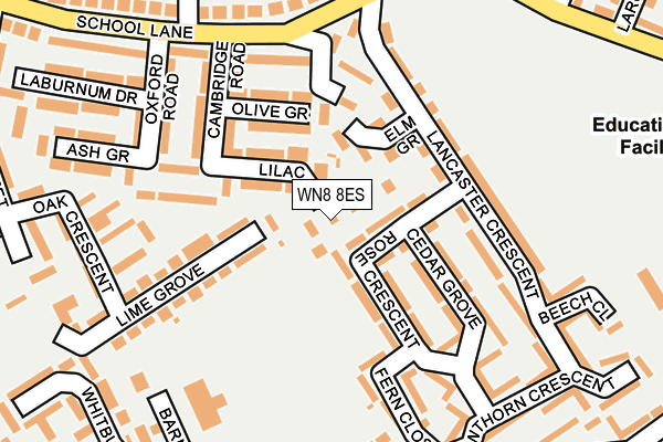 WN8 8ES map - OS OpenMap – Local (Ordnance Survey)