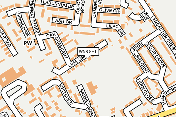 WN8 8ET map - OS OpenMap – Local (Ordnance Survey)